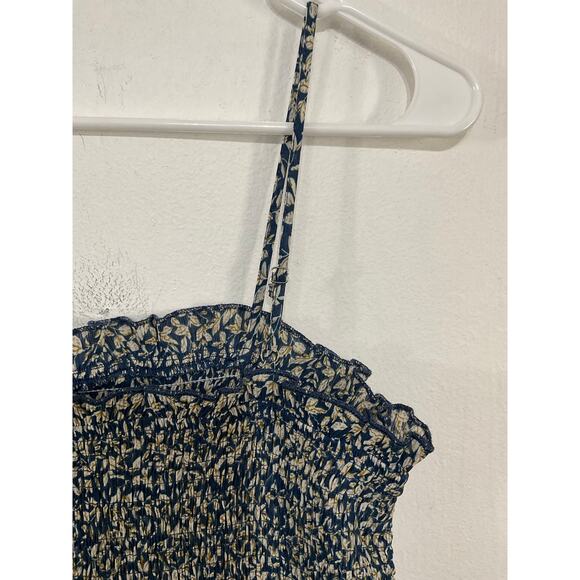 Mable Womens Smocked Long Ruffle Sleeveless Dress Blue Midi Size Medium - Picture 4 of 8